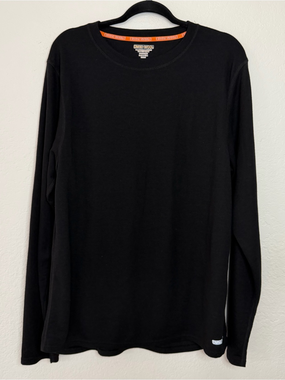 Omni Wool Black Wool Blend Crew Neck Long Sleeve Base Layer Shirt Mens XX-Large